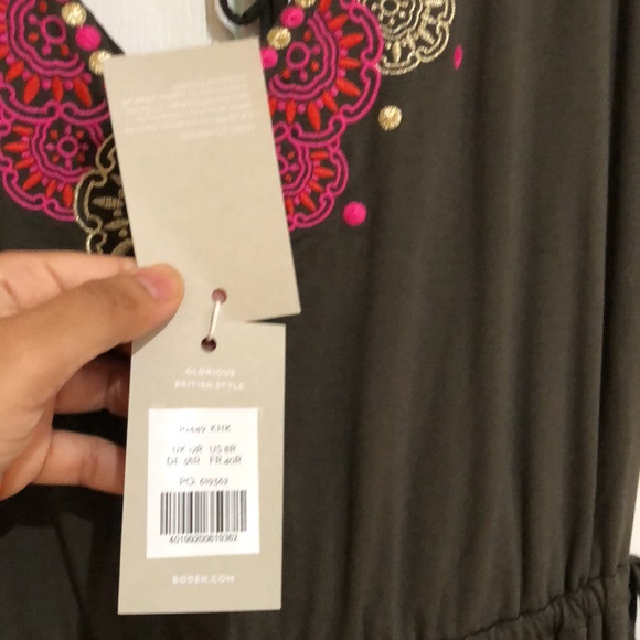 Boden Marcia Embroidered Dress Olive Green size 8R - Picture 8 of 13